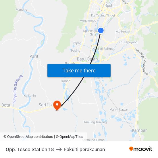 Opp. Tesco Station 18 to Fakulti perakaunan map