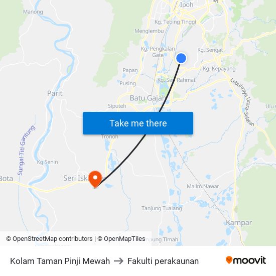Kolam Taman Pinji Mewah to Fakulti perakaunan map