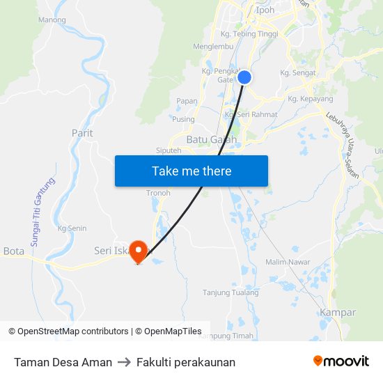 Taman Desa Aman to Fakulti perakaunan map