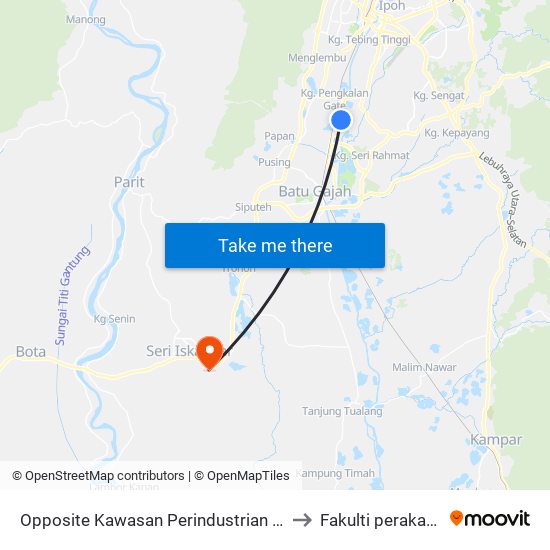 Opposite Kawasan Perindustrian Lahat 2 to Fakulti perakaunan map