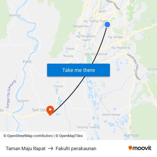 Taman Maju Rapat to Fakulti perakaunan map