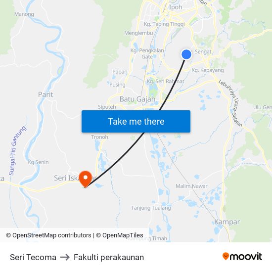 Seri Tecoma to Fakulti perakaunan map