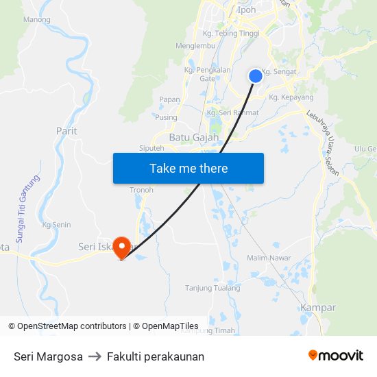 Seri Margosa to Fakulti perakaunan map