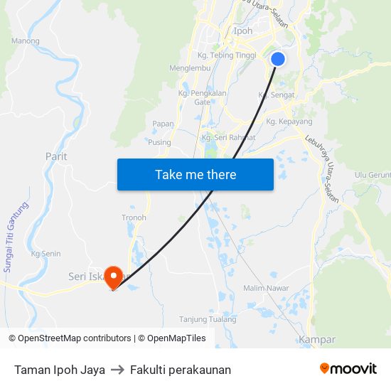 Taman Ipoh Jaya to Fakulti perakaunan map