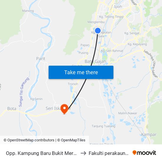 Opp. Kampung Baru Bukit Merah to Fakulti perakaunan map