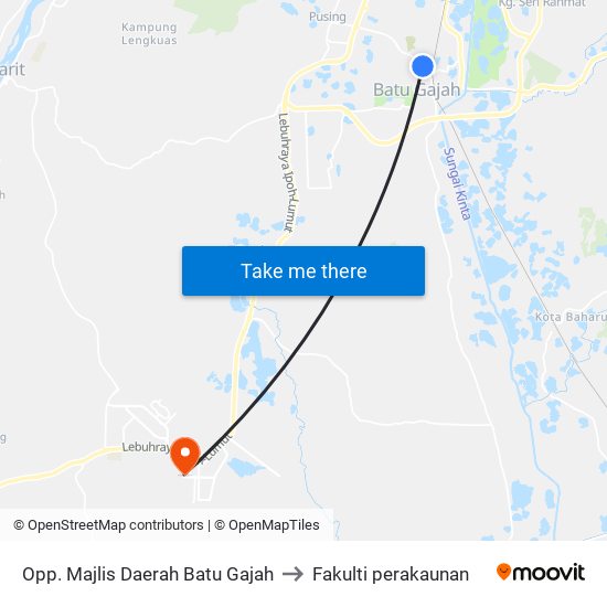 Opp. Majlis Daerah Batu Gajah to Fakulti perakaunan map