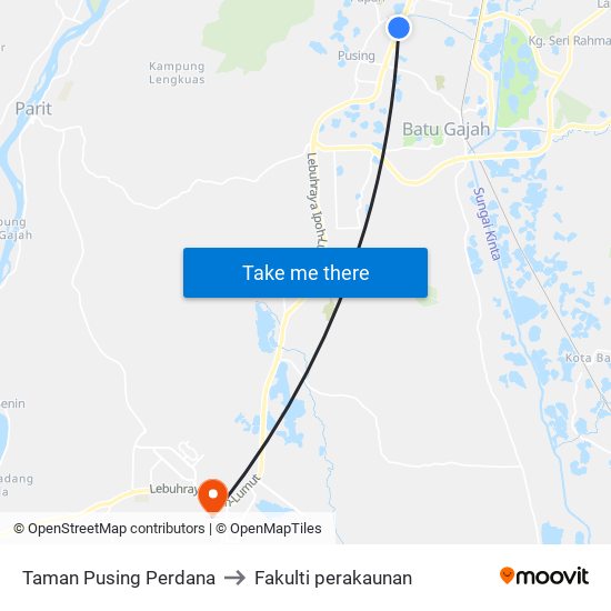 Taman Pusing Perdana to Fakulti perakaunan map