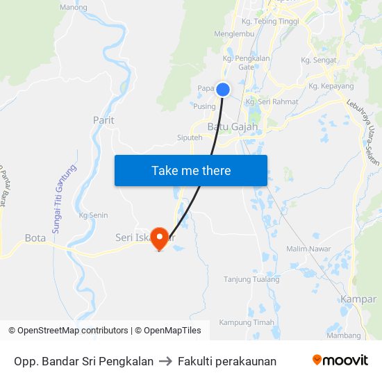 Opp. Bandar Sri Pengkalan to Fakulti perakaunan map