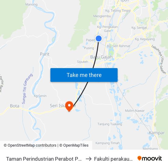 Taman Perindustrian Perabot Perak to Fakulti perakaunan map