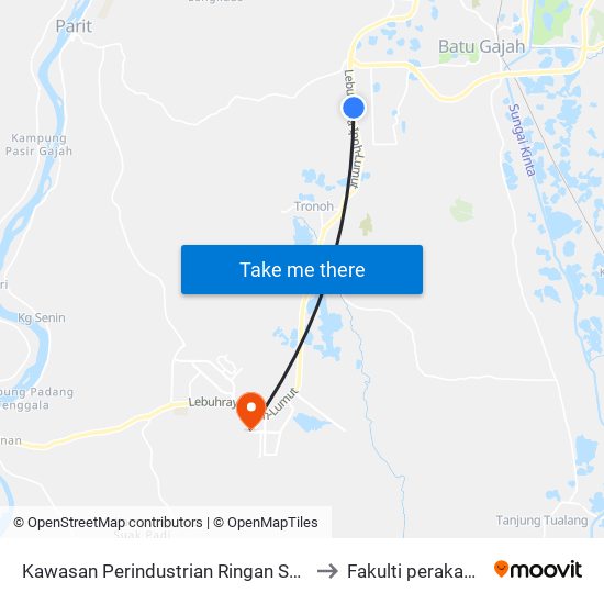 Kawasan Perindustrian Ringan Seputeh to Fakulti perakaunan map