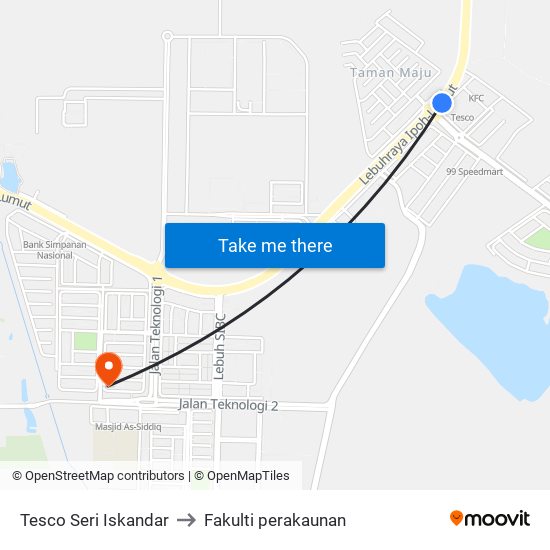 Tesco Seri Iskandar to Fakulti perakaunan map