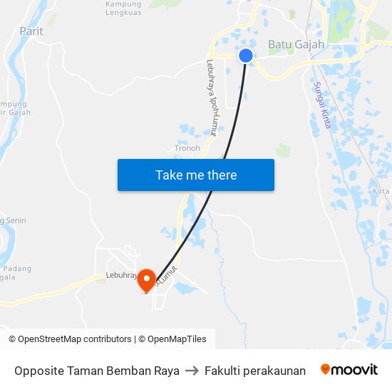 Opposite Taman Bemban Raya to Fakulti perakaunan map