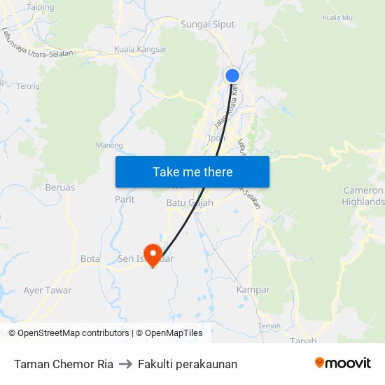 Taman Chemor Ria to Fakulti perakaunan map