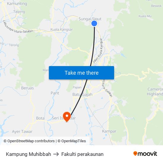 Kampung Muhibbah to Fakulti perakaunan map