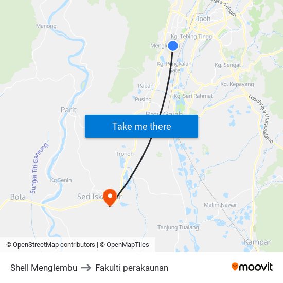 Shell Menglembu to Fakulti perakaunan map