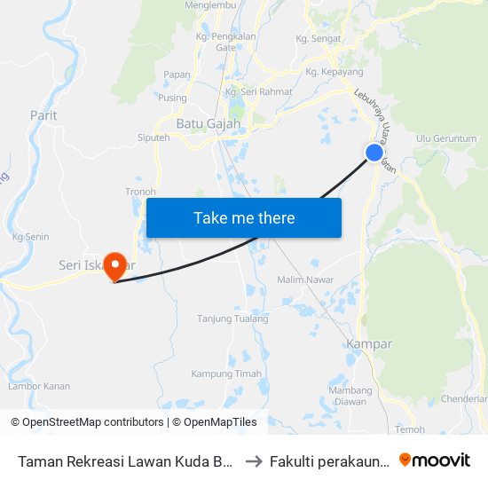 Taman Rekreasi Lawan Kuda Baru to Fakulti perakaunan map