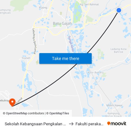 Sekolah Kebangsaan Pengkalan Baharu to Fakulti perakaunan map