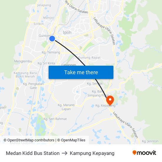 Medan Kidd Bus Station to Kampung Kepayang map