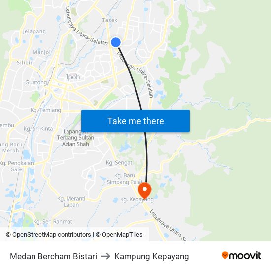 Medan Bercham Bistari to Kampung Kepayang map