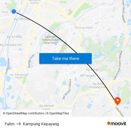 Falim to Kampung Kepayang map