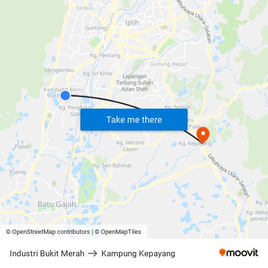 Industri Bukit Merah to Kampung Kepayang map