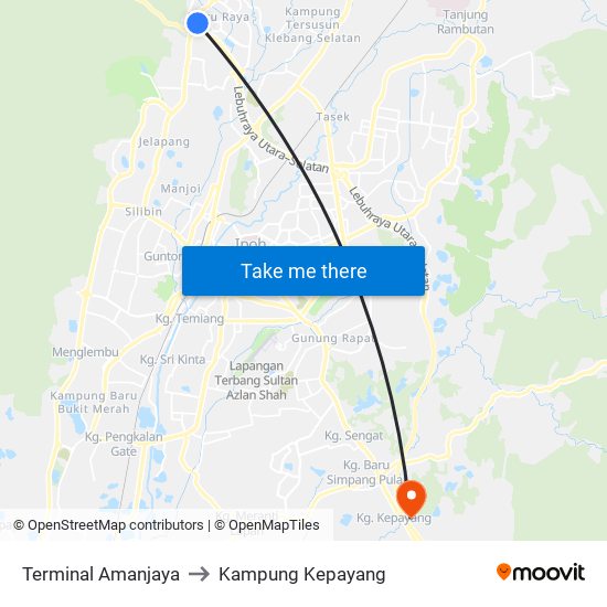 Terminal Amanjaya to Kampung Kepayang map