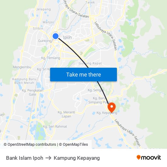 Bank Islam Ipoh to Kampung Kepayang map