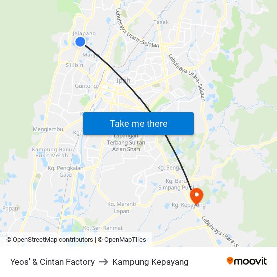 Yeos' & Cintan Factory to Kampung Kepayang map