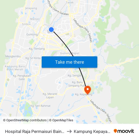 Hospital Raja Permaisuri Bainun to Kampung Kepayang map