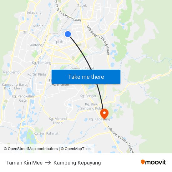 Taman Kin Mee to Kampung Kepayang map