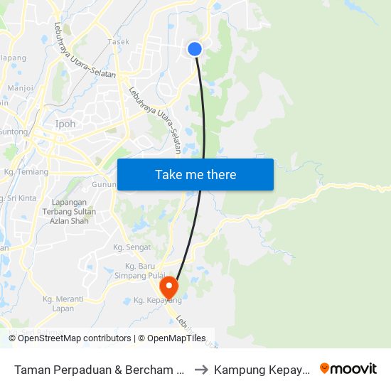 Taman Perpaduan & Bercham Raya to Kampung Kepayang map