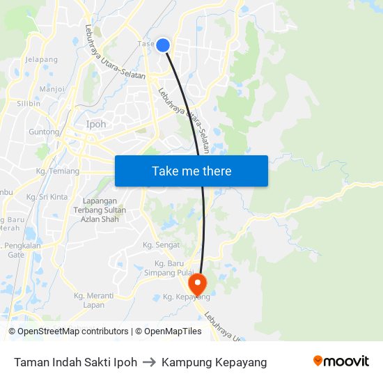 Taman Indah Sakti Ipoh to Kampung Kepayang map