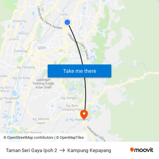 Taman Seri Gaya Ipoh 2 to Kampung Kepayang map