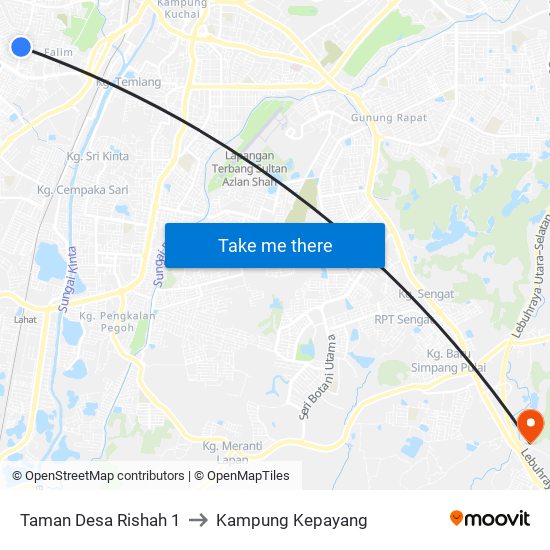 Taman Desa Rishah 1 to Kampung Kepayang map