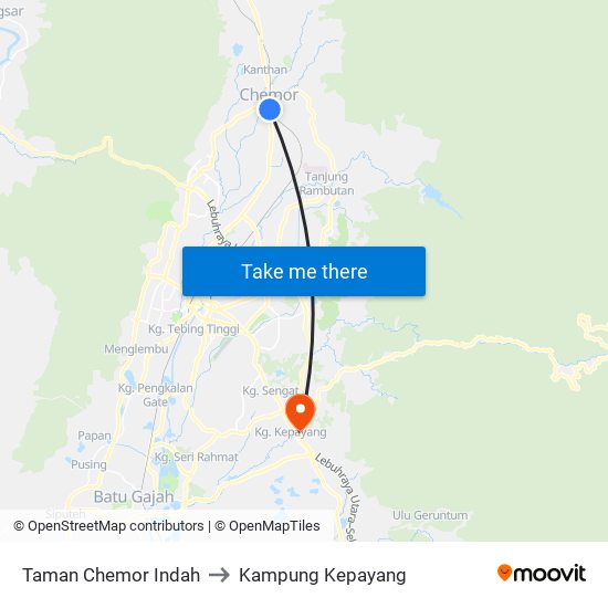 Taman Chemor Indah to Kampung Kepayang map