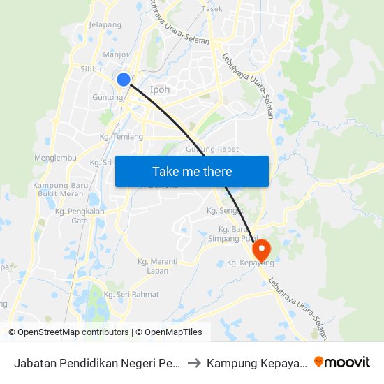 Jabatan Pendidikan Negeri Perak to Kampung Kepayang map