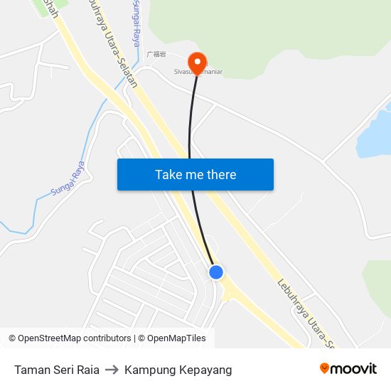 Taman Seri Raia to Kampung Kepayang map