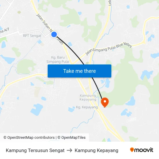 Kampung Tersusun Sengat to Kampung Kepayang map