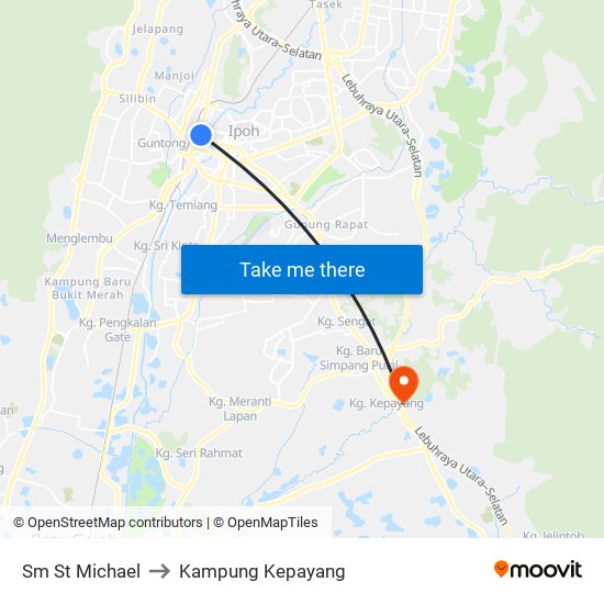 Sm St Michael to Kampung Kepayang map