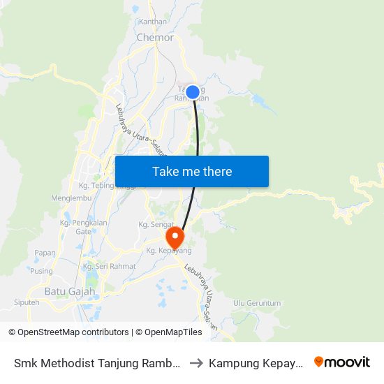 Smk Methodist Tanjung Rambutan to Kampung Kepayang map