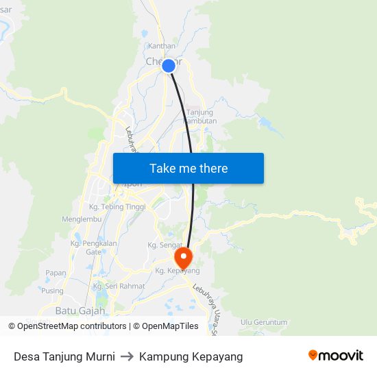 Desa Tanjung Murni to Kampung Kepayang map