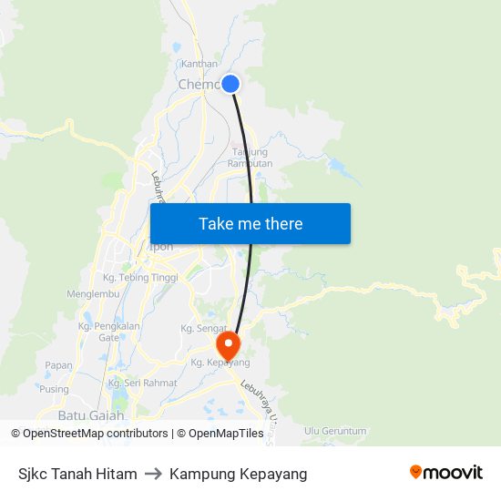 Sjkc Tanah Hitam to Kampung Kepayang map