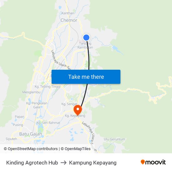 Kinding Agrotech Hub to Kampung Kepayang map
