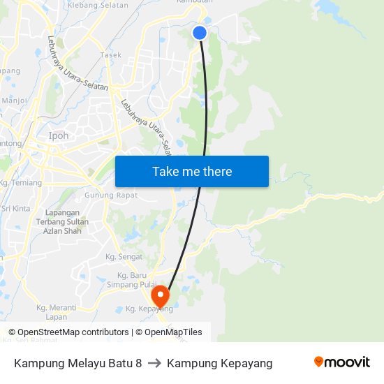 Kampung Melayu Batu 8 to Kampung Kepayang map