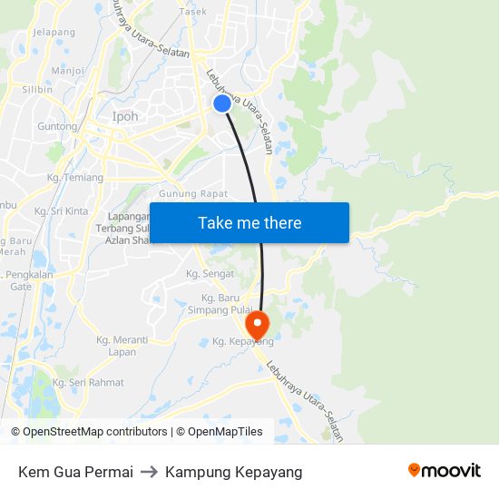 Kem Gua Permai to Kampung Kepayang map