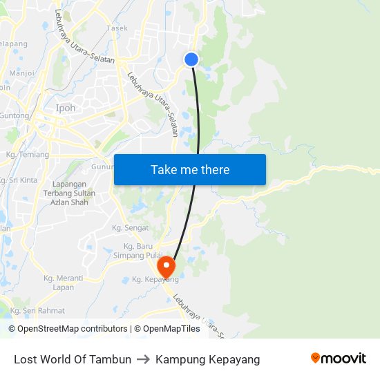 Lost World Of Tambun to Kampung Kepayang map