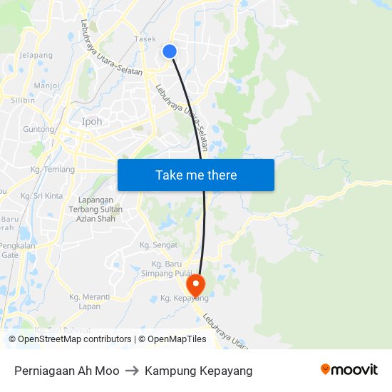 Perniagaan Ah Moo to Kampung Kepayang map