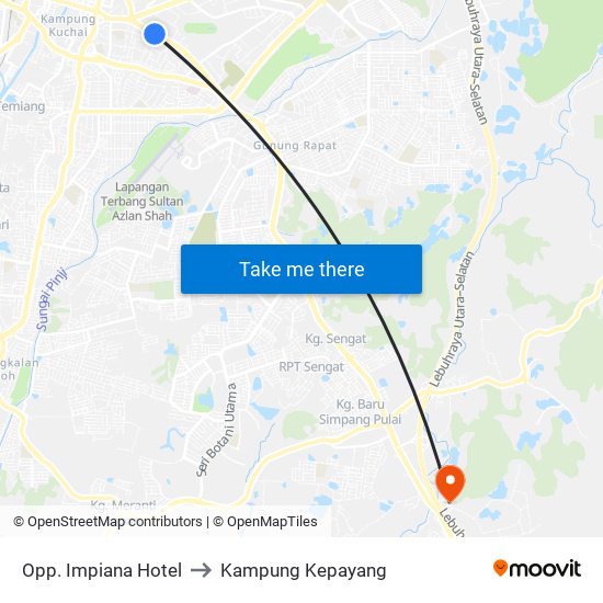 Opp. Impiana Hotel to Kampung Kepayang map