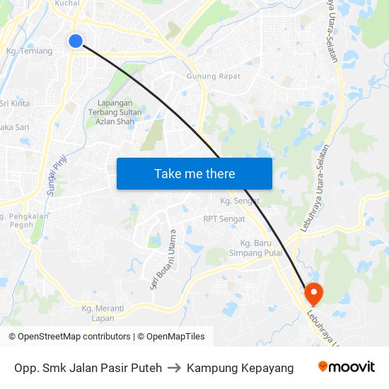 Opp. Smk Jalan Pasir Puteh to Kampung Kepayang map