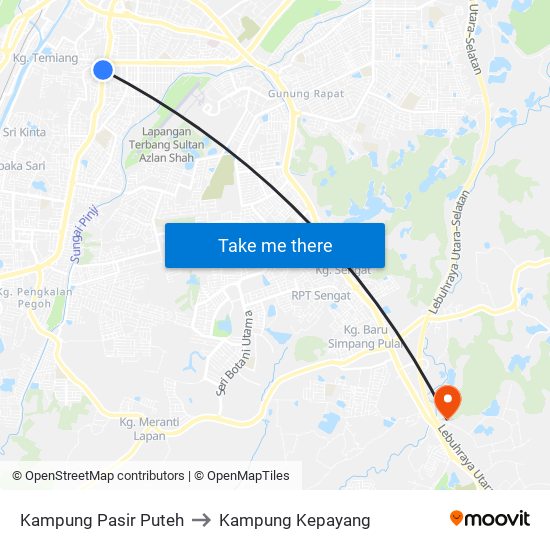 Kampung Pasir Puteh to Kampung Kepayang map